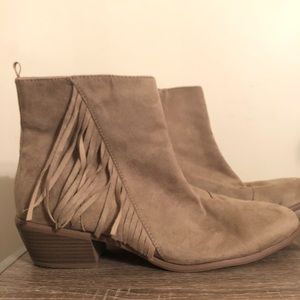 UEC Tan Fringe Ankle Boots